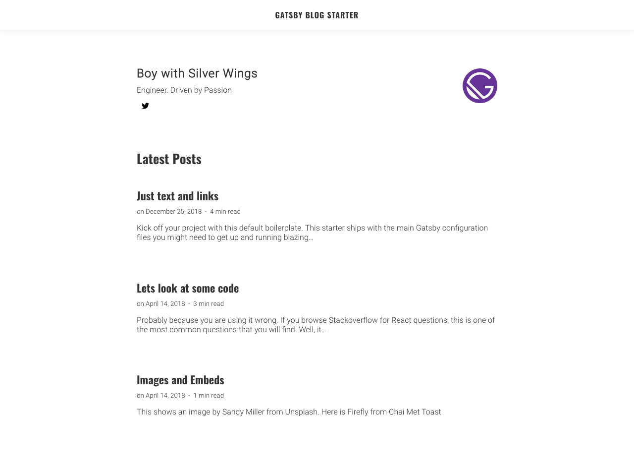 Blog Starter screenshot