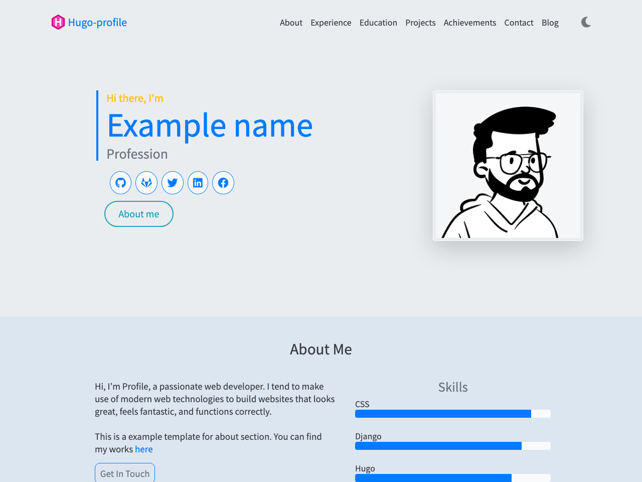 Hugo-profile screenshot